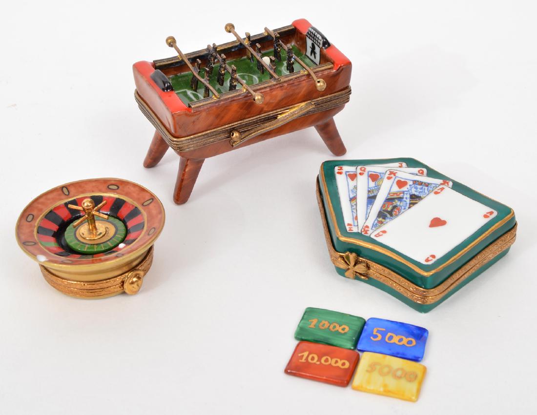3 Limoges Trinket Boxes Cards Roulette & Foosball (1 of 16)