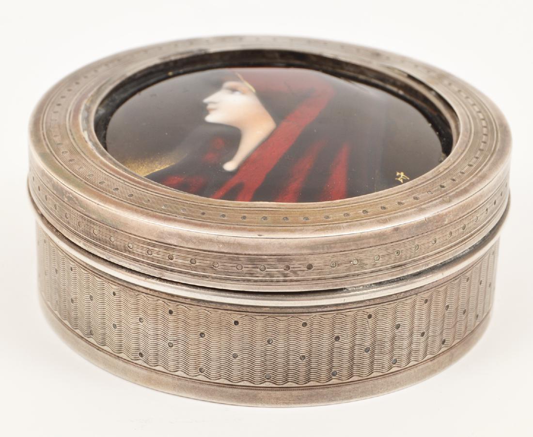 Sterling Porcelain Enamel Painted Portrait Box (1 of 9)