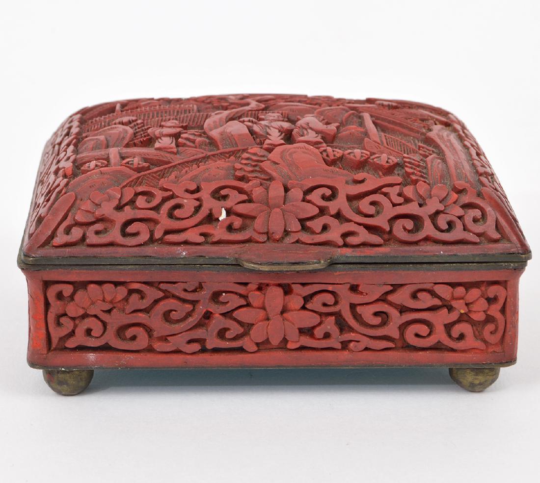 Vintage Asian Scenic Cinnabar Box Enamel Interior (1 of 8)
