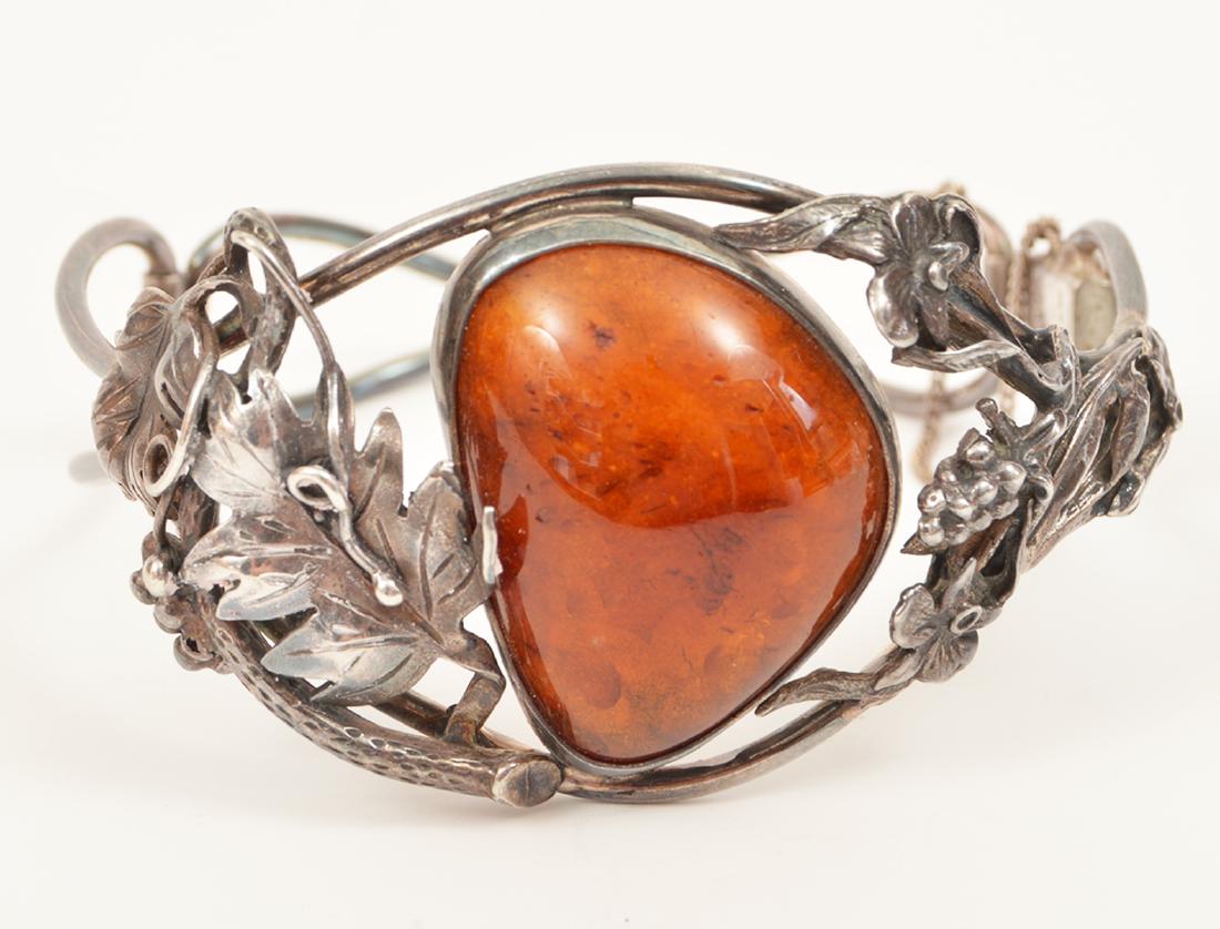 Large Amber Bangle Bracelet Sterling Silver (1 of 9)