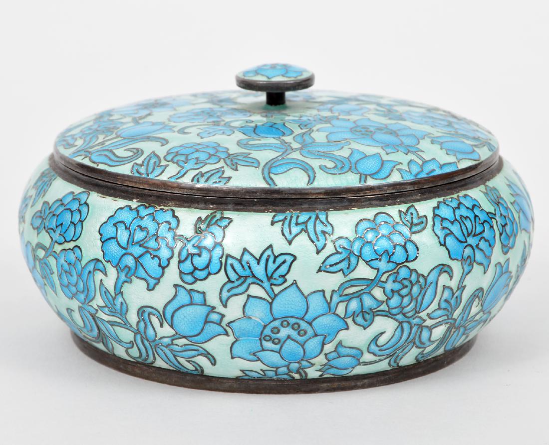 Vintage Blue Enamel Lidded Roud Jar Box (1 of 7)