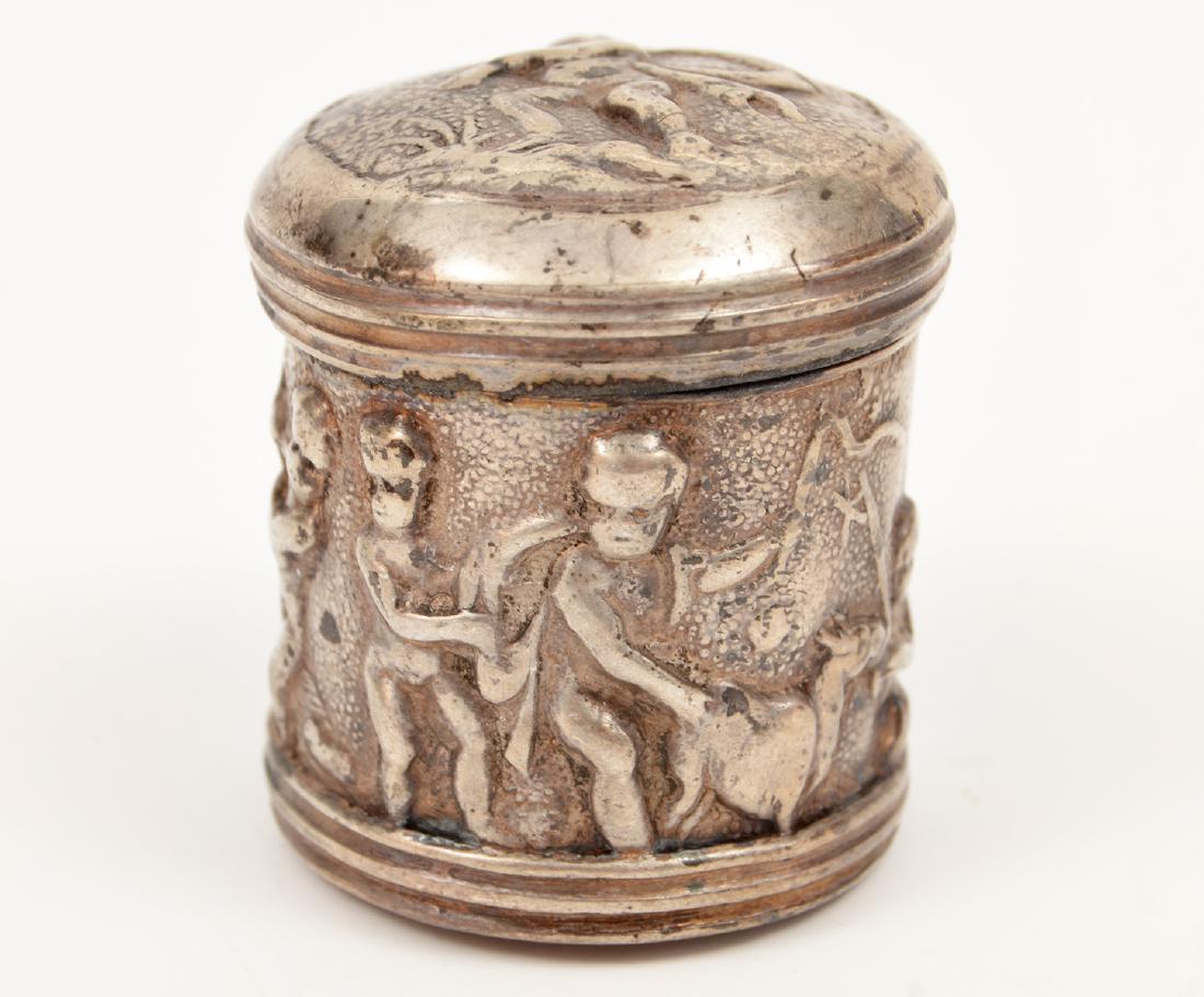 Antique Sterling Silver Repousse Round Box (1 of 8)
