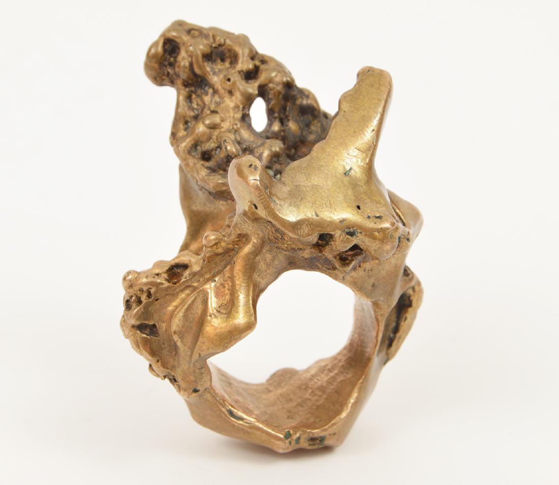 Large Brutalist Bronze Artisian Ring Size 8 (1 of 8)