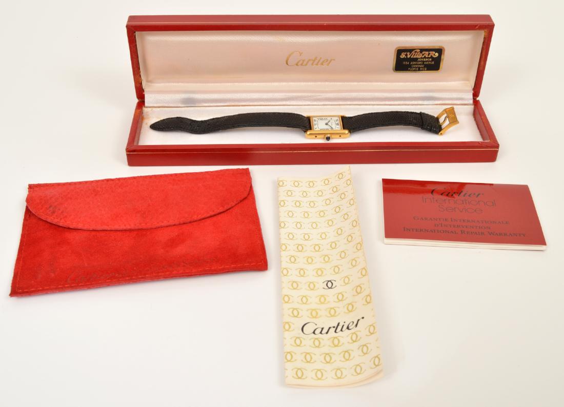 Cartier Tank Watch White Face Leather Band (1 of 9)