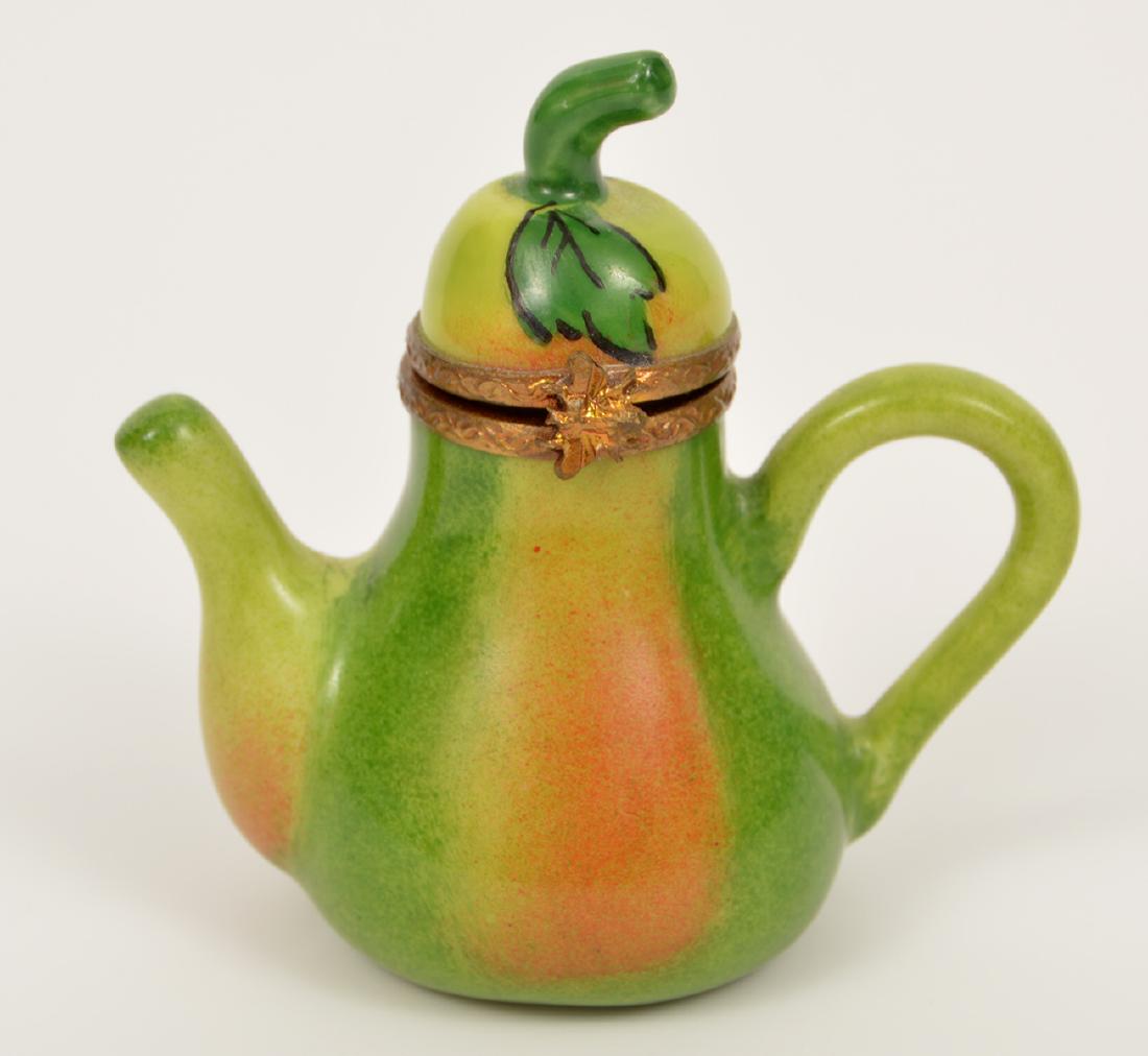 Limoges Green Apple Teapot Trinket Box France (1 of 5)