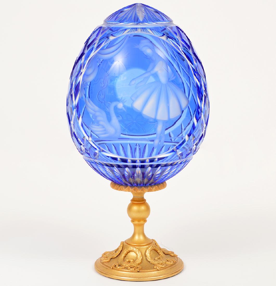 Faberge Blue Crystal Cut to Clear Egg (1 of 8)