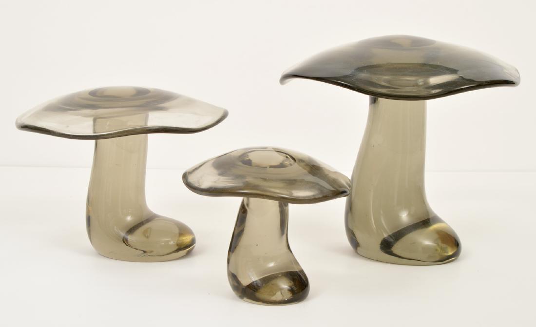 3 Vintage Murano Smoked Glass Mushrooms (1 of 7)