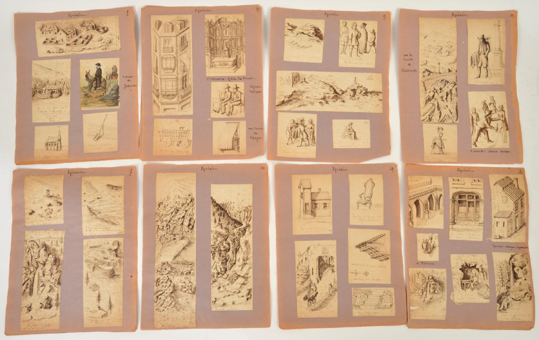 101 French Ink Watercolor Pencil Drawings 18th C (1 of 5)