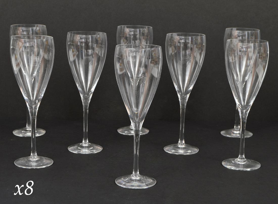 8 Orrefors Sweden Vintage Clear White Wine: 8 Orrefors vintage clear white wine, stamped on the bottom Orrefors Sweden, 7.75"H x 2.5"W. Condition report: Very good- no issues. Please examine all photos closely. Contact C. Biddle Auction Gallery