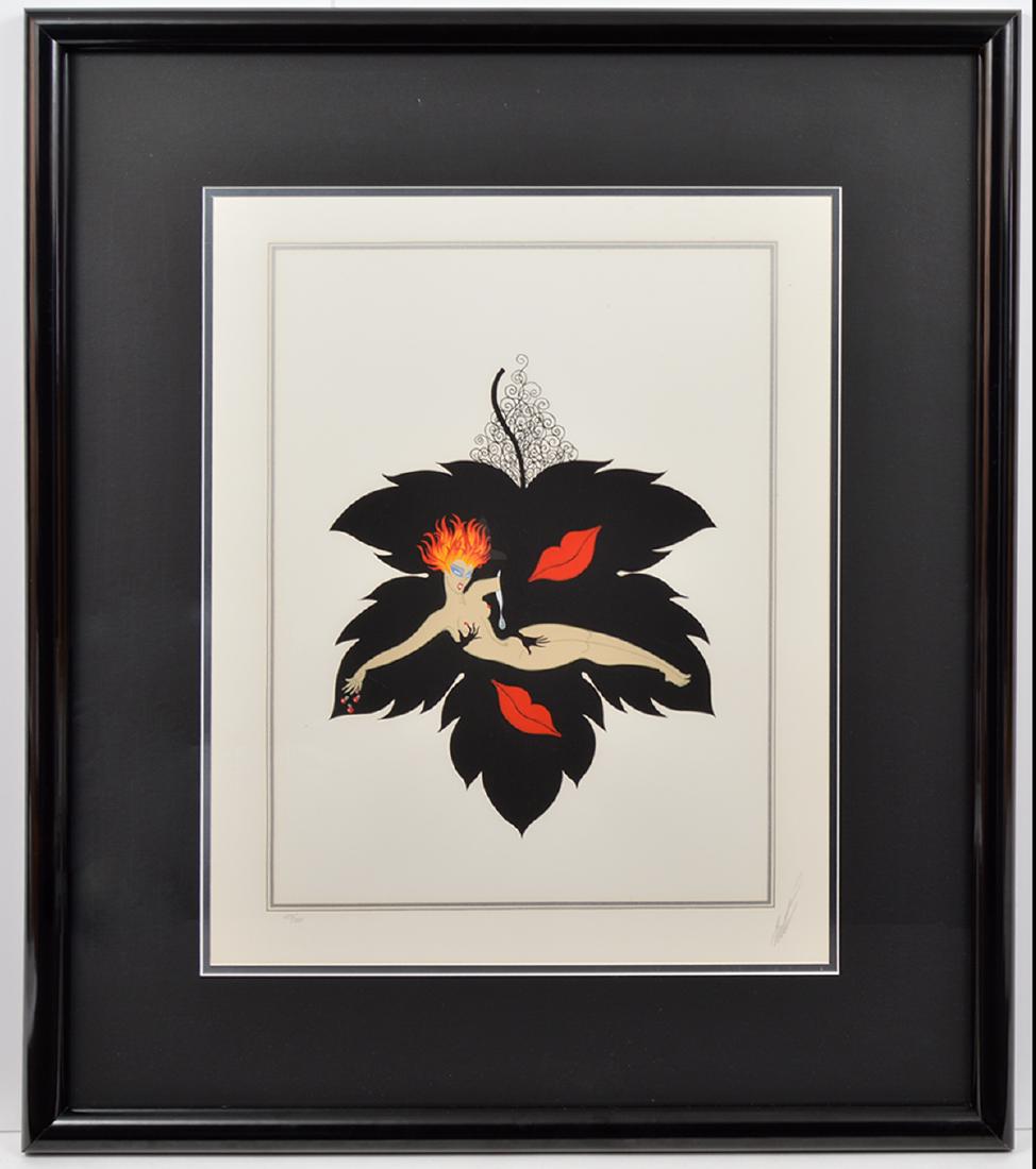Erte Serigraph 'Lust' From 7 Deadly Sins Suite: Romain de Tirtoff, Russian (1892-1990) Serigraph 'Lust' from Erte's 7 Deadly Sins Suite. Numbered 253/350 lower left, signed lower right. Measures 34"H x 29"W framed; 18"H x 22.5"W unframed. Condition