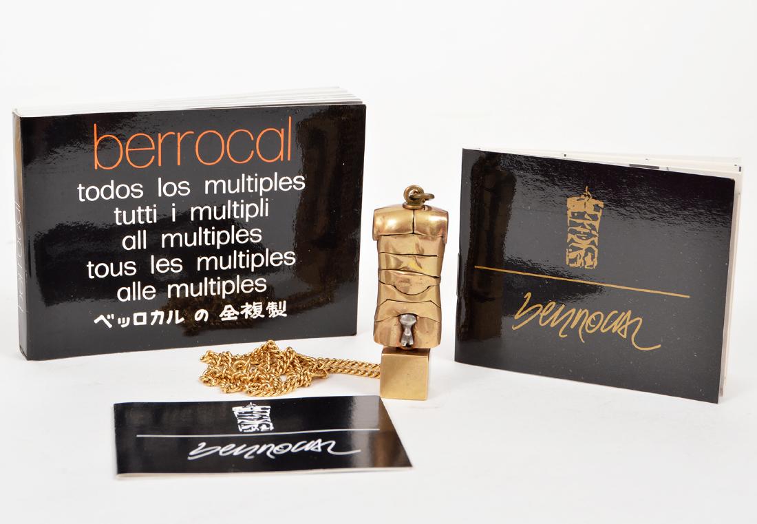 Miguel Berrocal "Micro David-off 1971" Bronze: Miguel Ortiz Berrocal, Spain (1933-2006) beryllium bronze with a coral stone heart puzzle/sculpture 'Micro David-off signed, comes in original box with certificate and booklet. Sculpture comes apart i