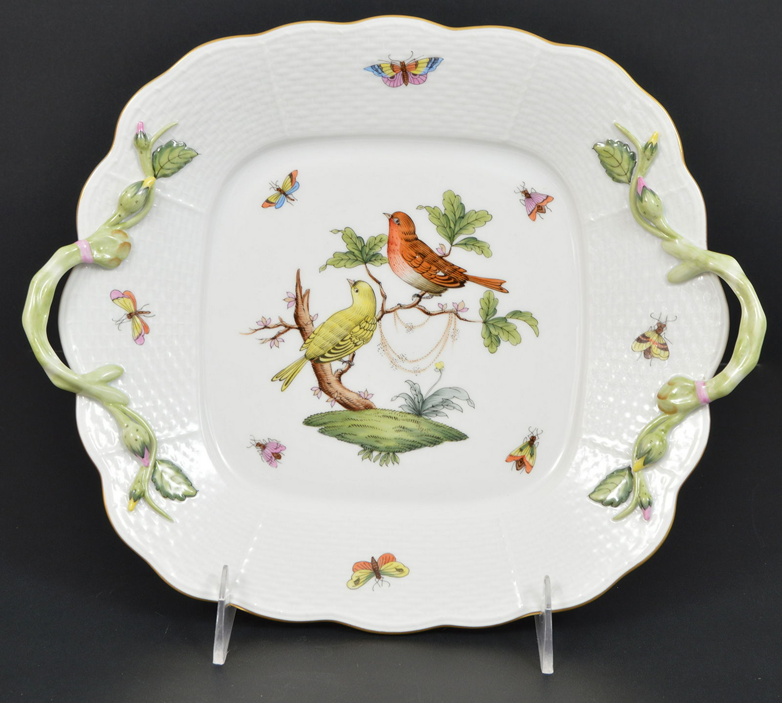 Herend 11" Square Platter Rothschild Bird (1 of 6)