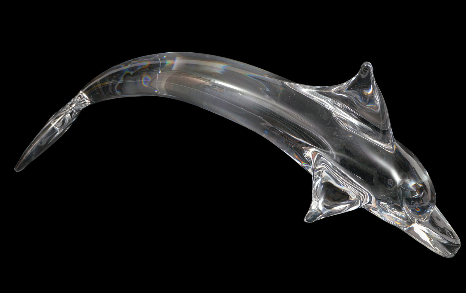 Daum Clear Crystal Large Dolphin Figurine Signed (1 of 6)