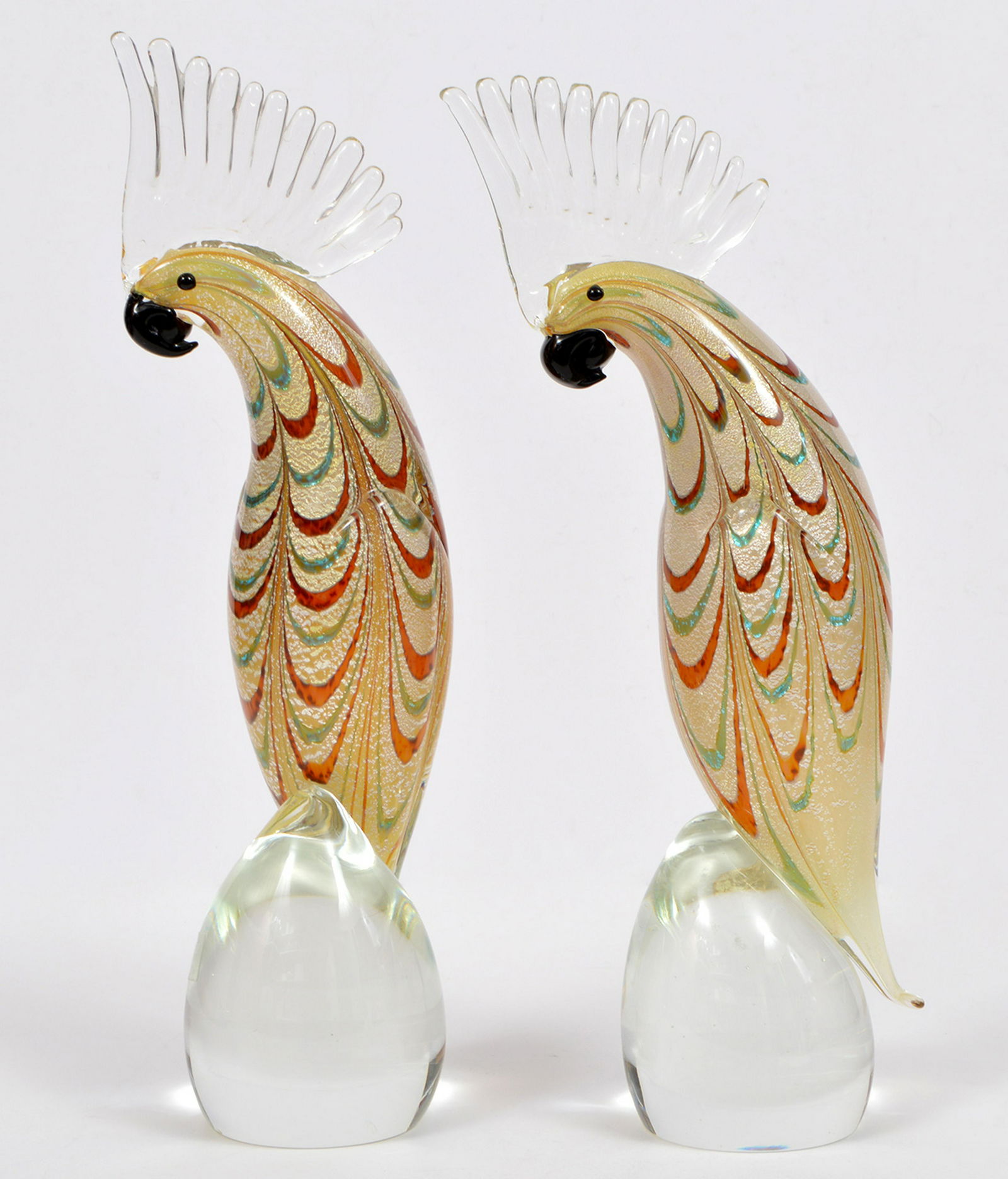 2 Murano Large Glass Parrot Bird Figurines (1 of 8)