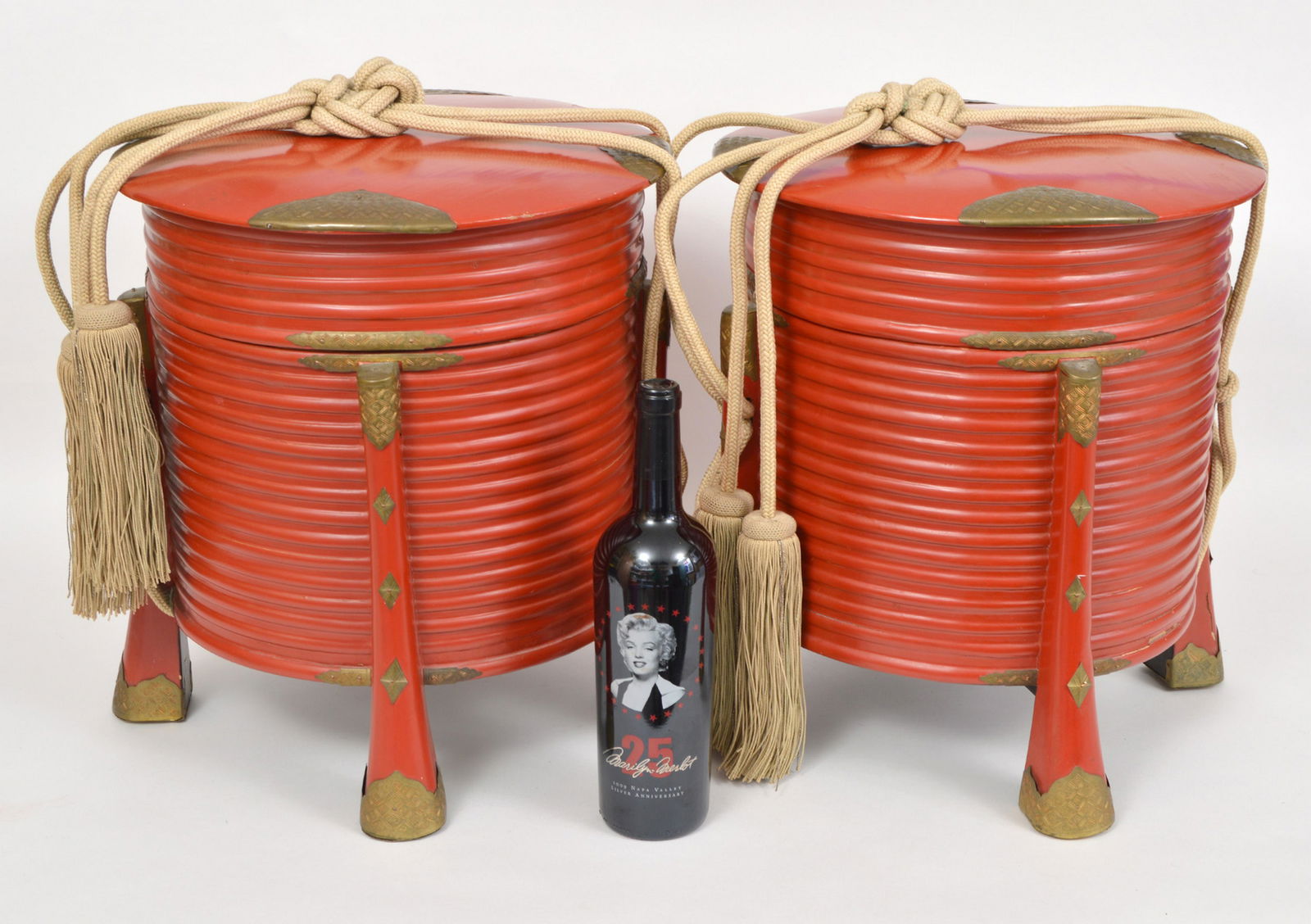 2 Large Red Japanese Hakko Bako Lacquer Boxes (1 of 13)