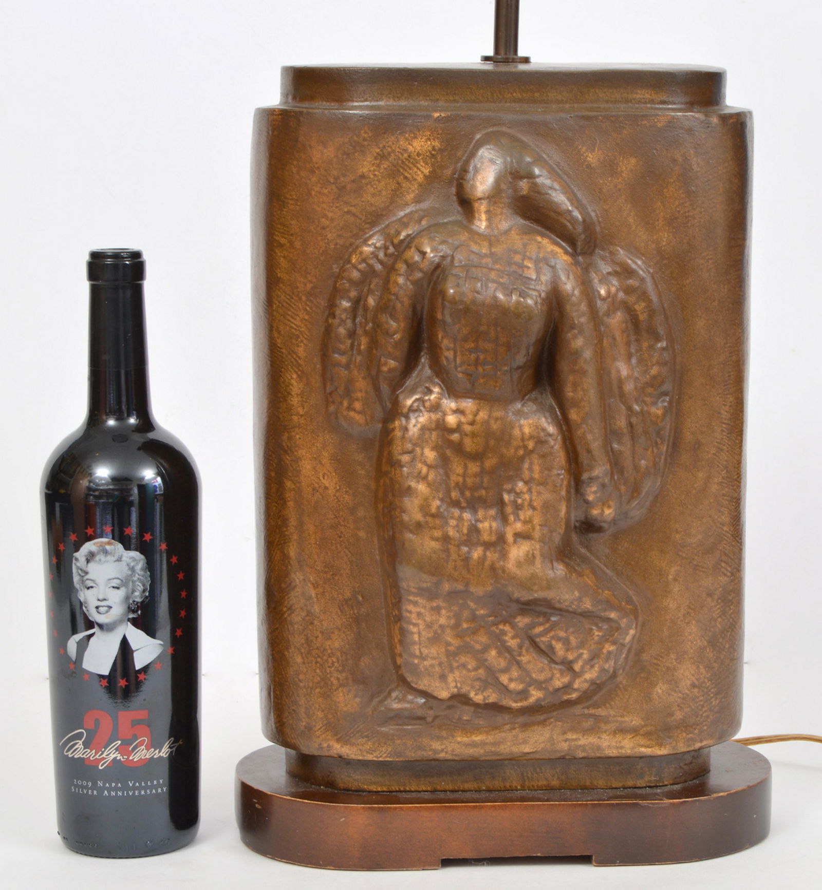 Modernist bronze oval lamp by artist M Harkarry (1 of 7)