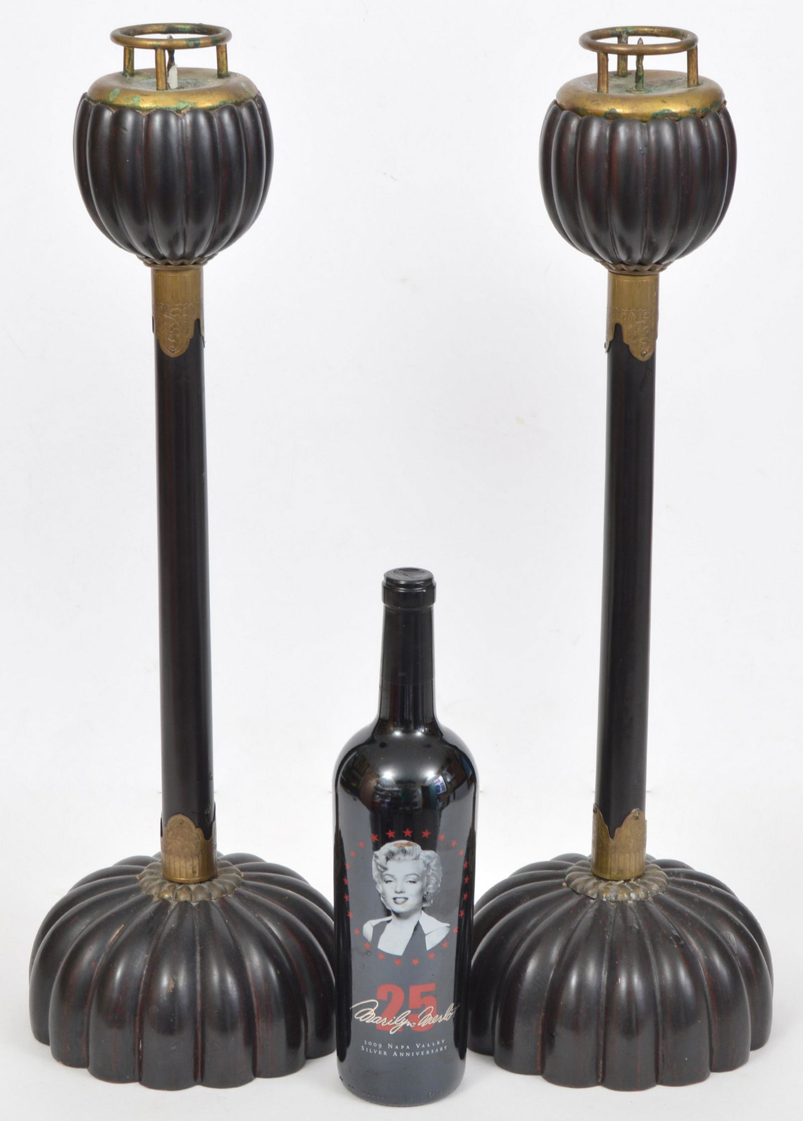 2 Japanese Antique Chrysanthemum  Candleholders (1 of 8)