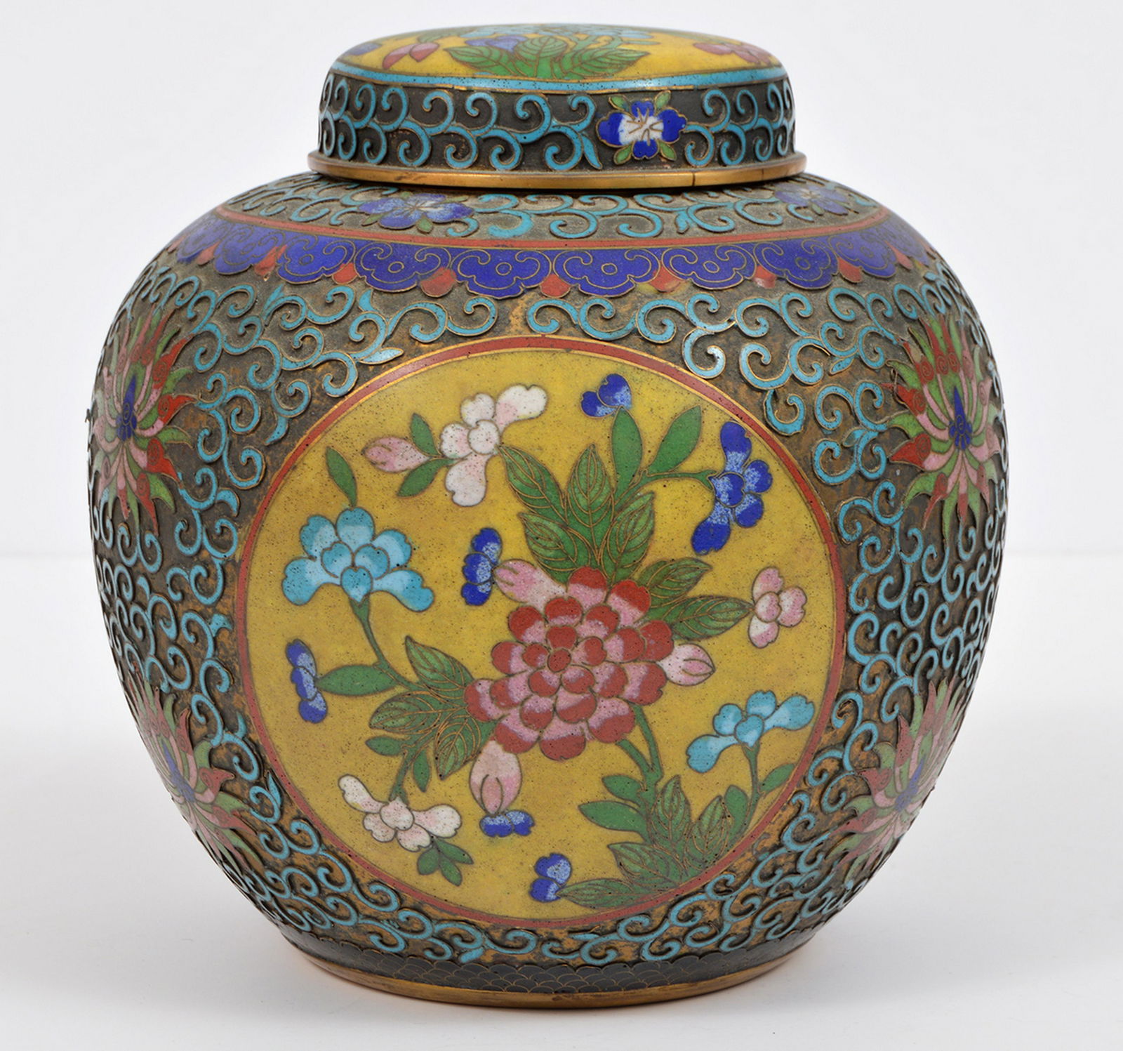 Antique Large Cloisonne Enamel Lidded Ginger Jar (1 of 13)