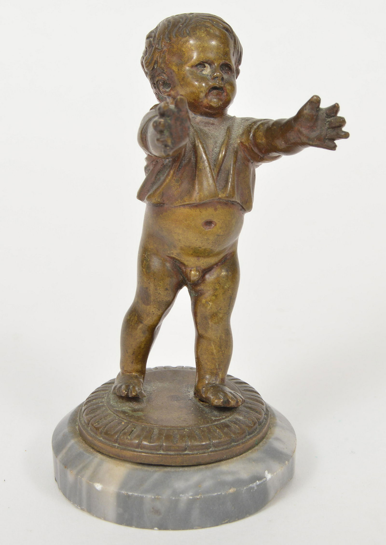 Antique Bronze Baby Boy Sculpture Marble Base (1 of 5)
