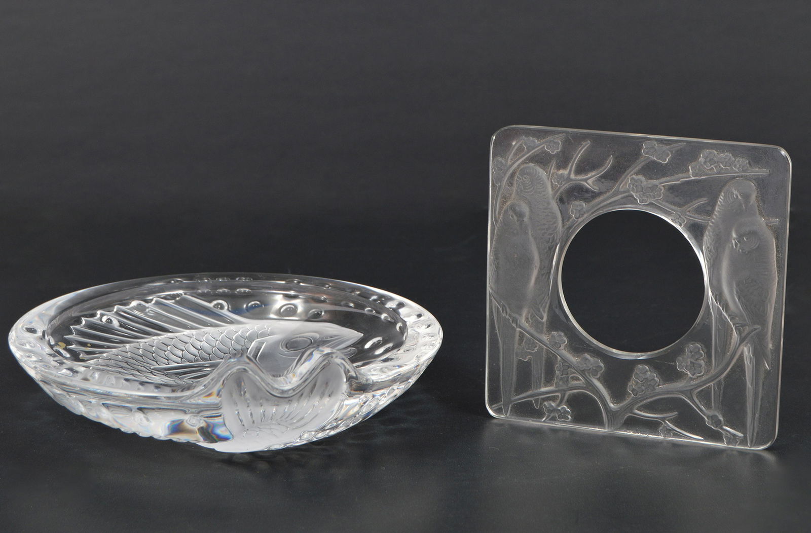 Lalique Koi Fish Ashtray & R. Lalique Clock Frame (1 of 6)