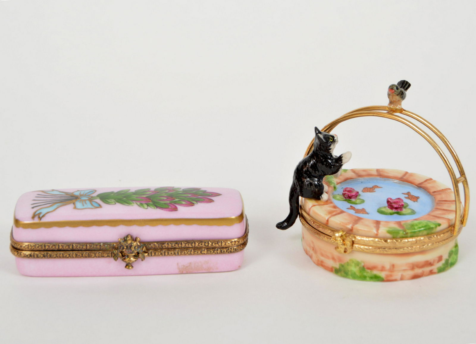 2 Rochard Limoges Boxes Bouquet & Cat Miniatures (1 of 4)