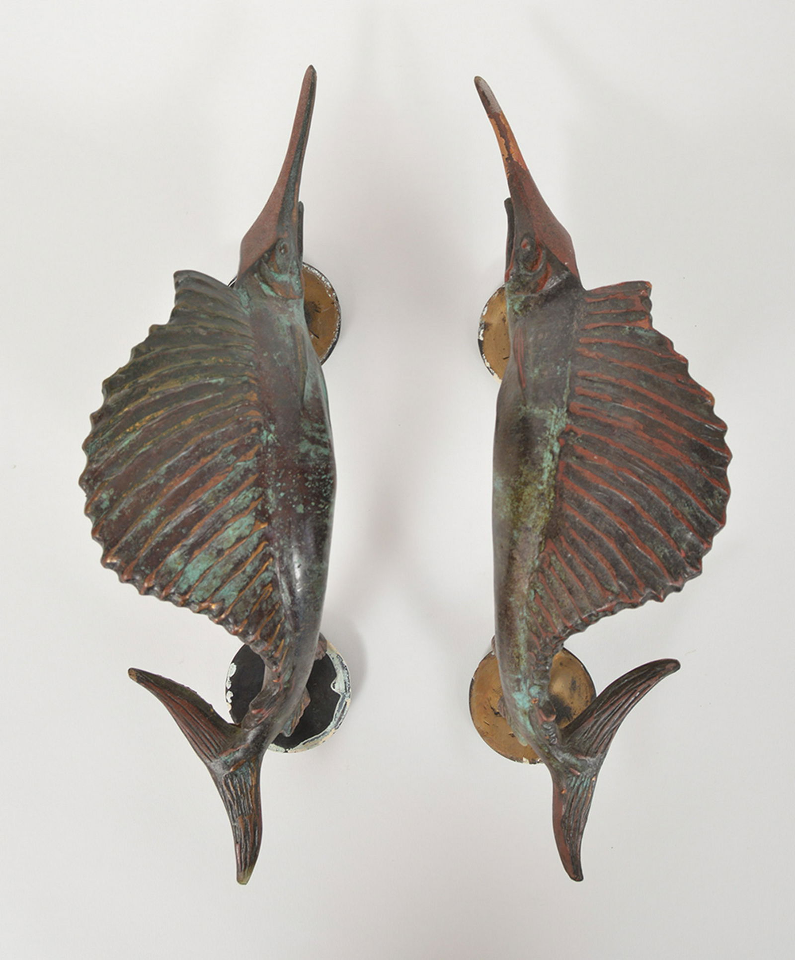 2 Large Bronze Swordfish Door Pulls Knobs Signed (1 of 9)
