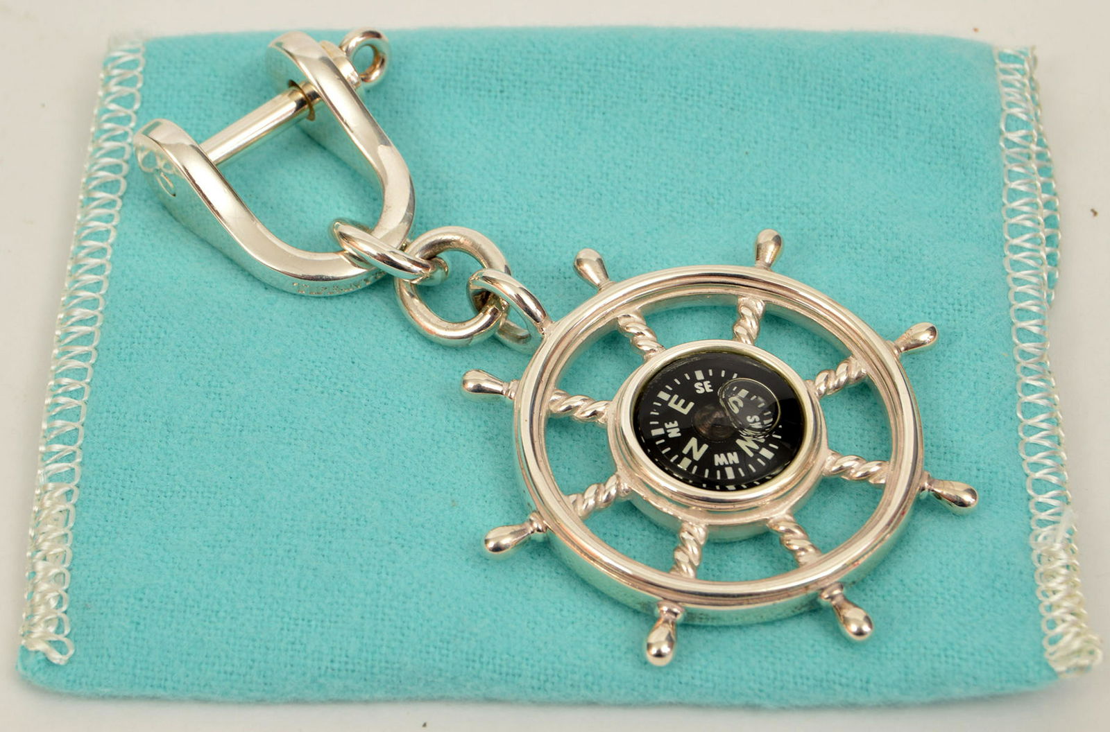 Tiffany & Co Compass Key Ring Sterling Silver (1 of 3)