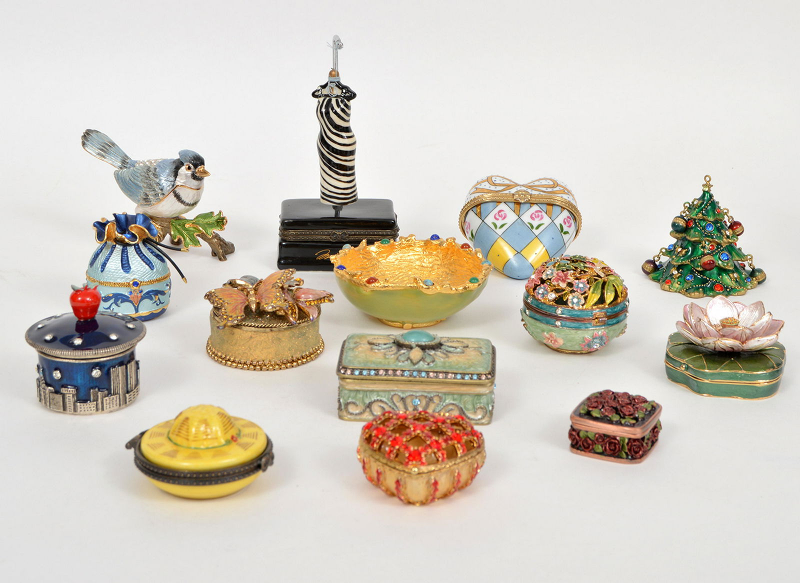 14 Enamel Jeweled Trinket Boxes Ring Dish (1 of 10)