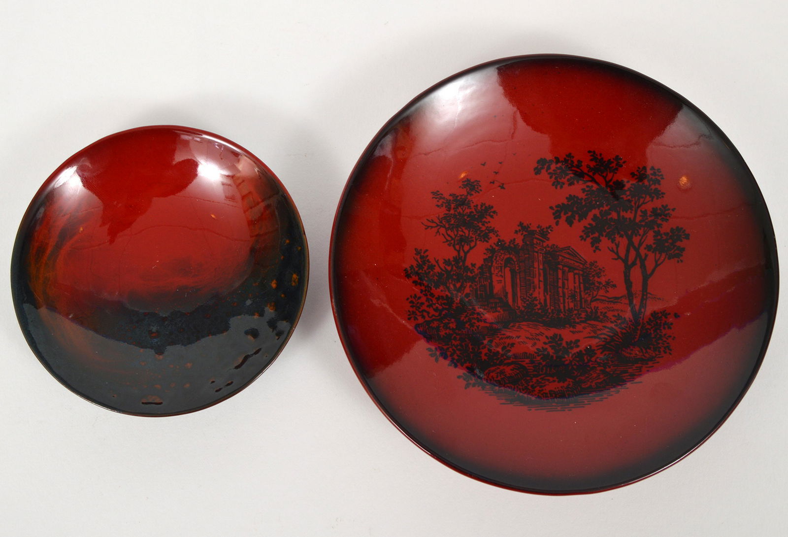 Royal Doulton Flambe Pin Dish & Wood Cut Dish (1 of 4)