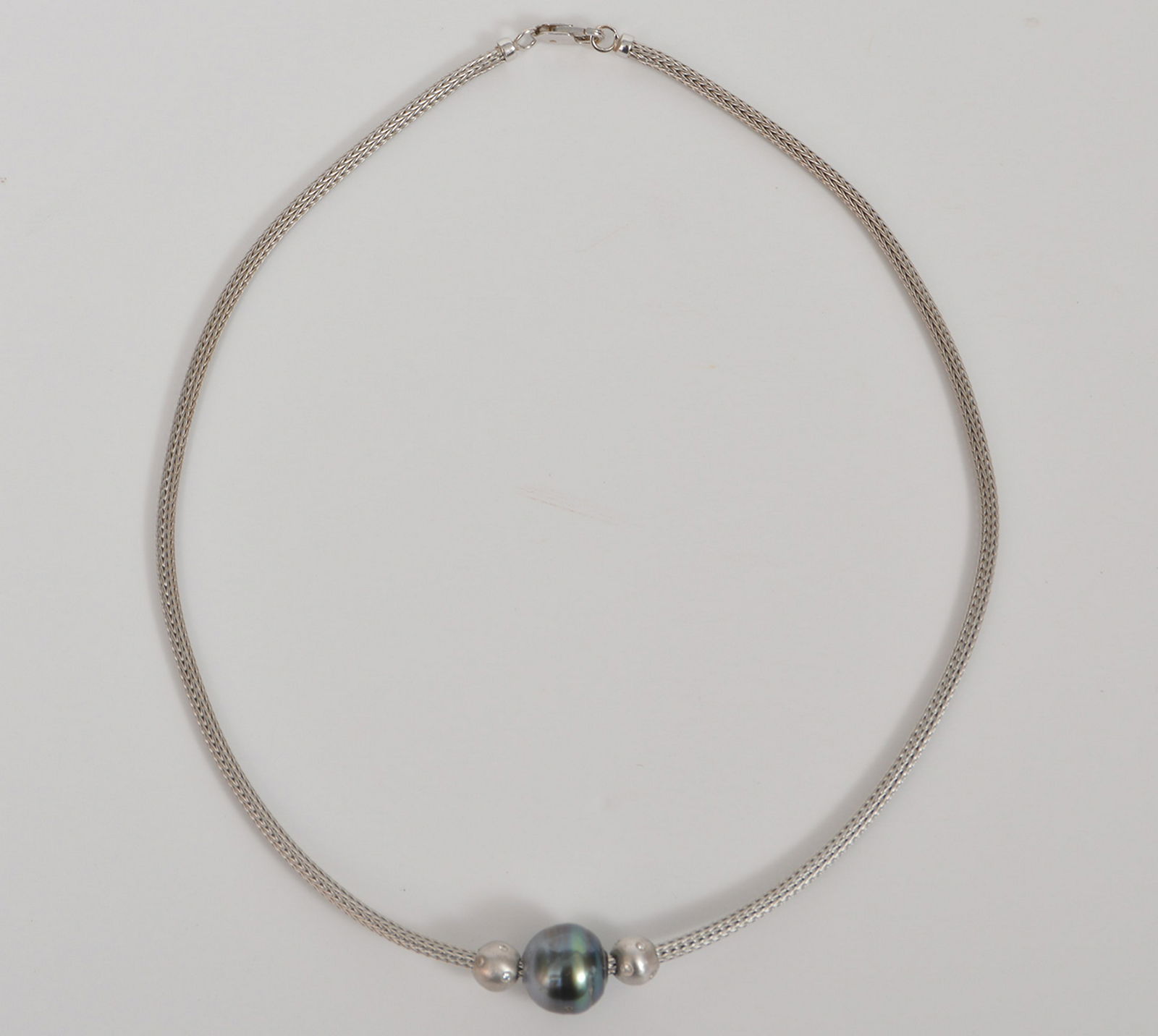 18k White Gold Necklace Tahitian Pearl & Diamonds (1 of 6)
