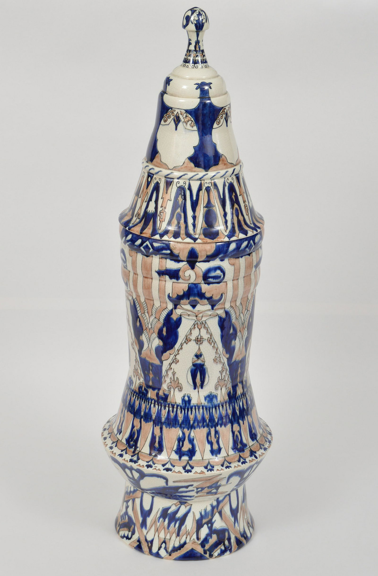 Large Vintage Crackle Porcelain Lidded Urn (1 of 8)