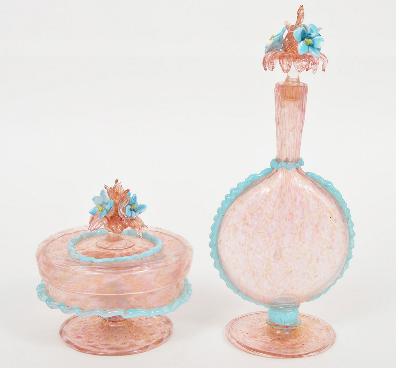 Venetian Glass Vanity Perfume Bottle & Powder Jar (1 of 7)