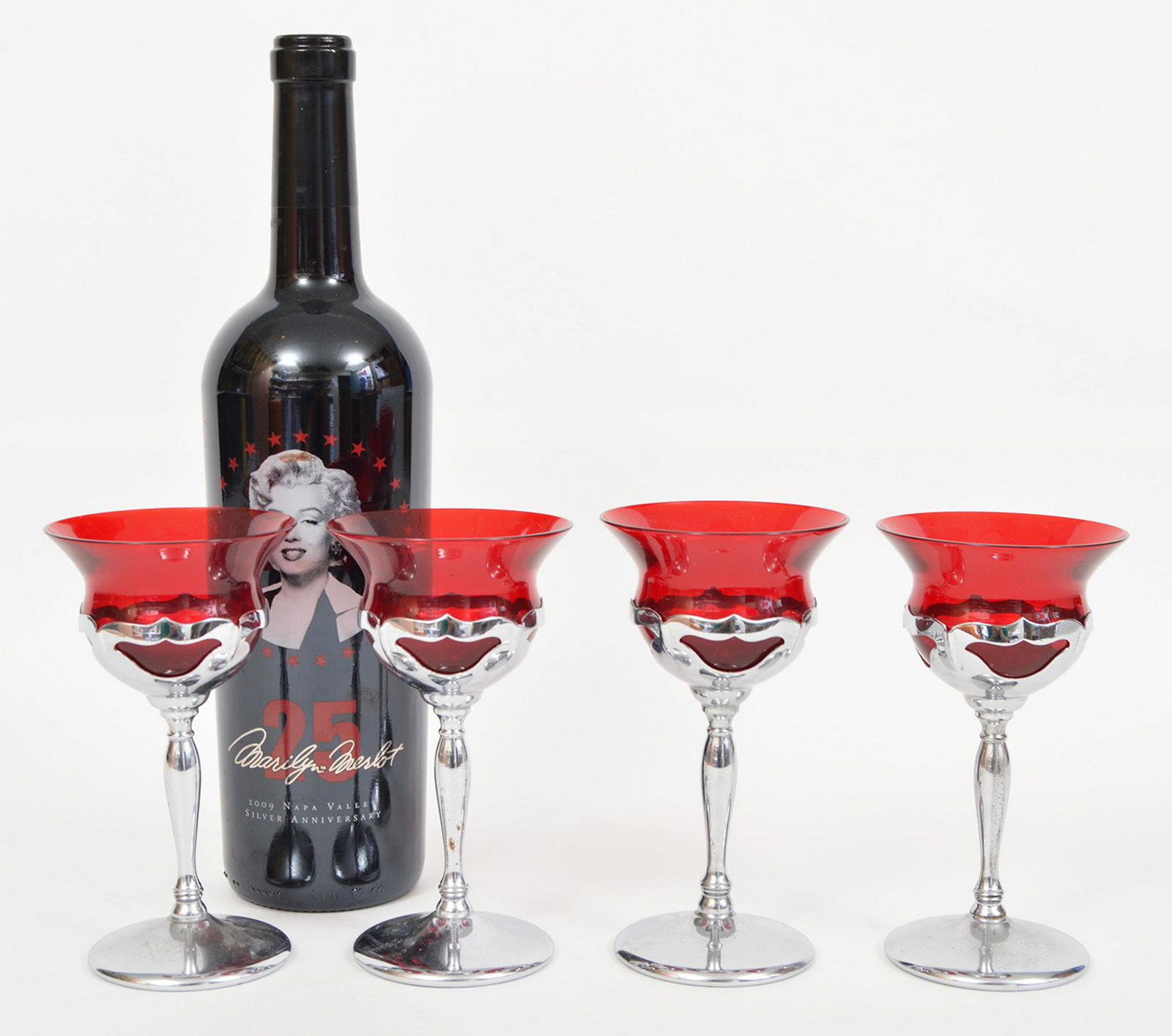 4 Cambridge Carmen Red Farber Cocktail Glasses (1 of 3)