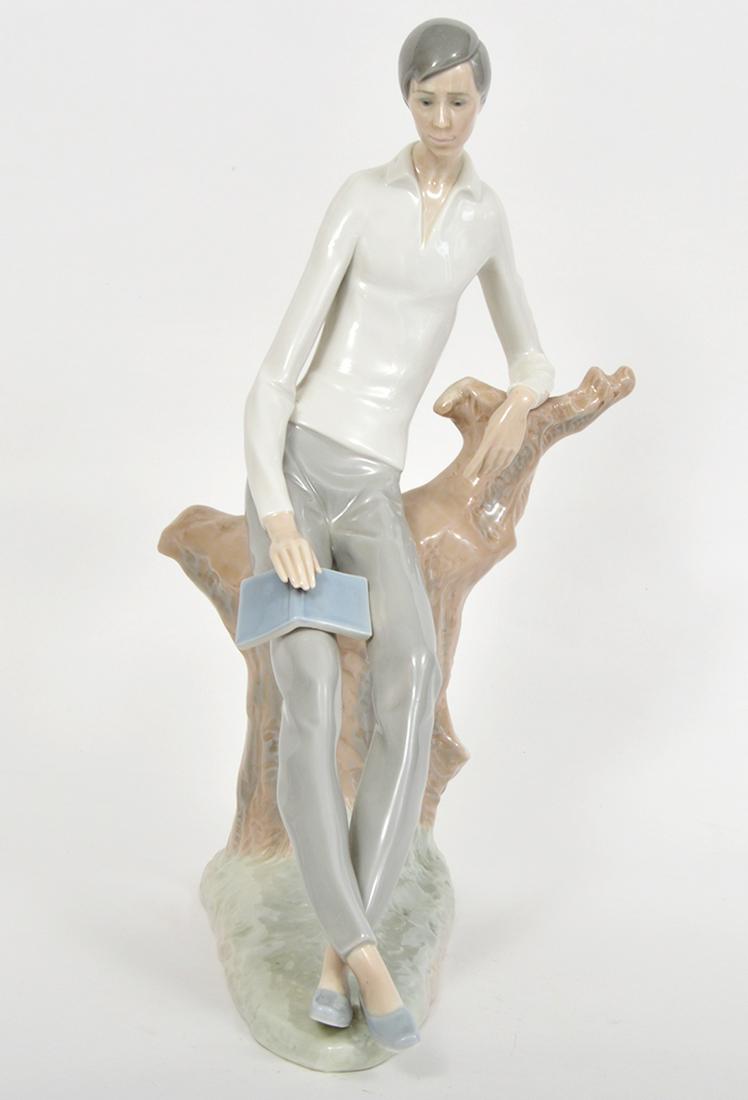 NAO Lladro Large Figure Boy on Stump With Book (1 of 7)