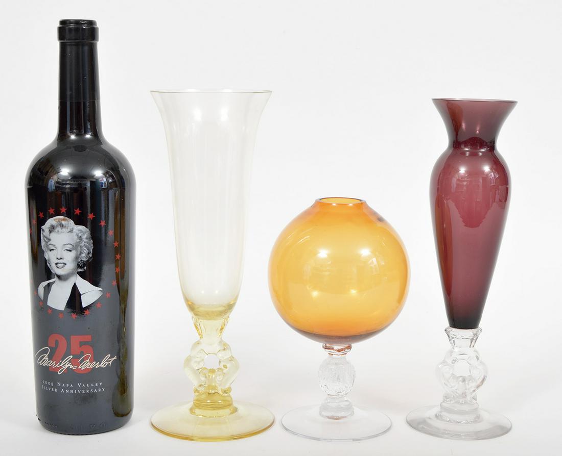 3 Cambridge Glass Vases Key Hole & Ivy (1 of 4)