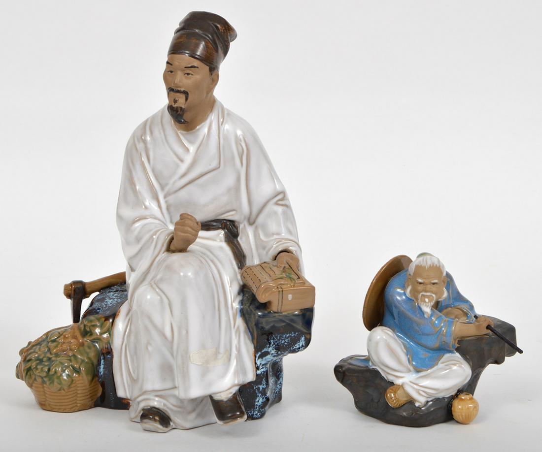 2 Vintage Chinese Shiwan Glazed Mud Figurines (1 of 8)