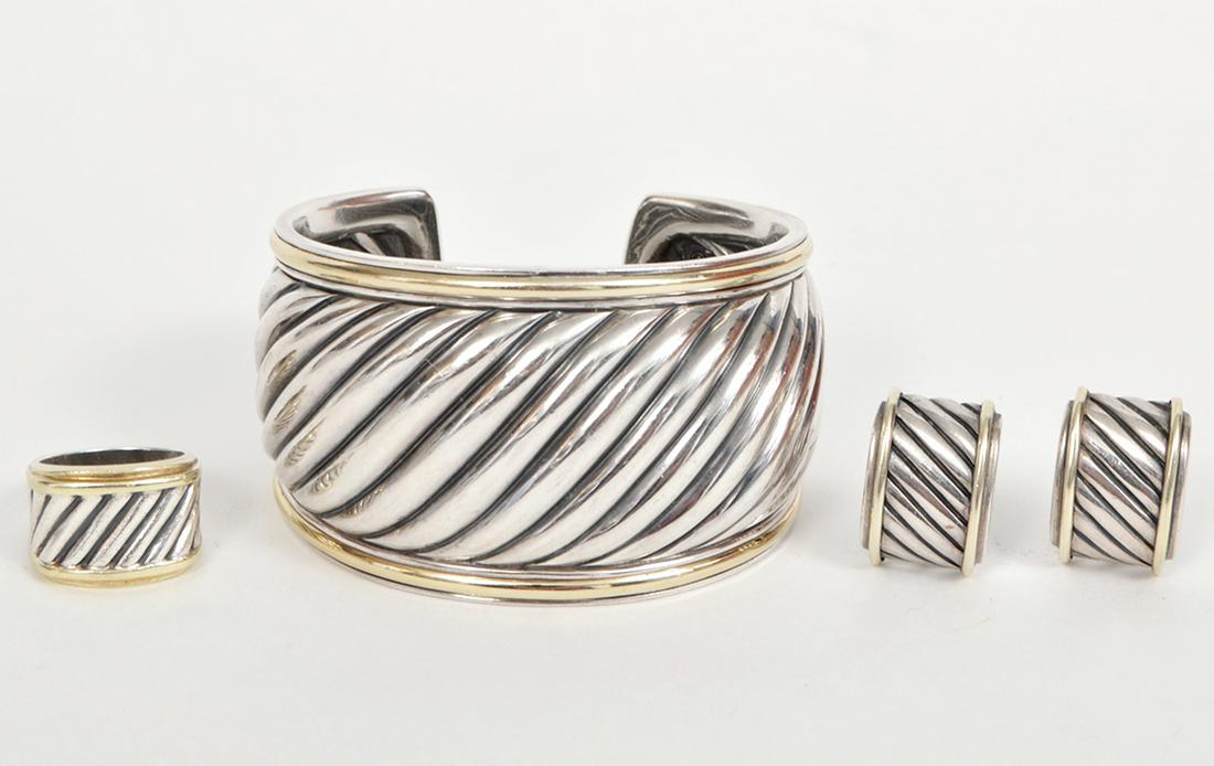 David Yurman Sterling Bracelet, Earrings, Ring (1 of 7)