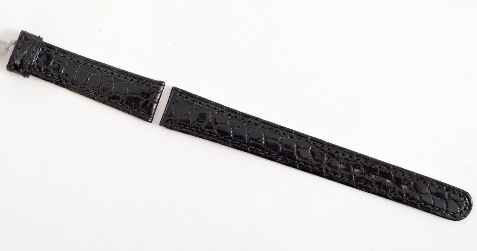Rolex NEW Black Crocodile Watch Band: Rolex New black crocodile 15mm x 13mm, watch band. Condition report: NEW condition - no issues. Please examine all photos closely. Contact C. Biddle Auction Gallery for more detailed information. C. B
