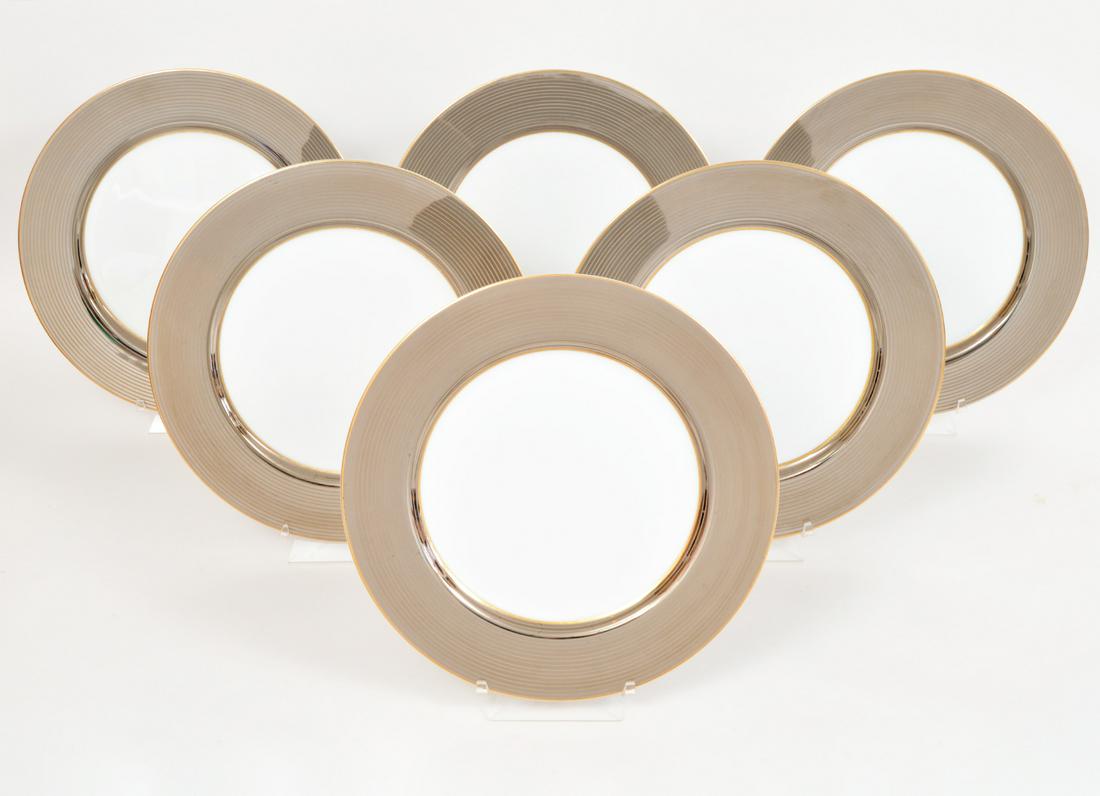 6 Fitz & Floyd Les Bandes Platinees Dinner Plates (1 of 4)