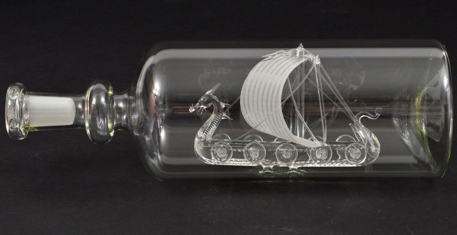 Blown Glass Dragon Viking Ship in Glass Bottle (1 of 7)