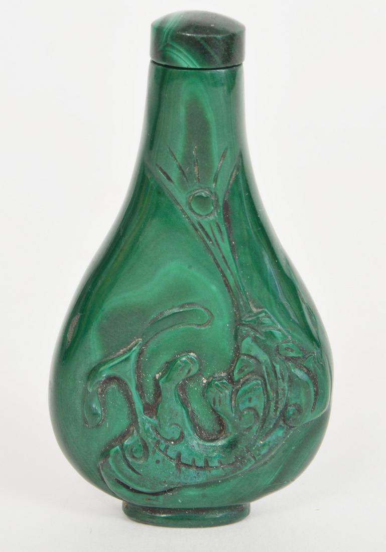 Antique Art Nouveau Malachite Snuff Bottle (1 of 7)