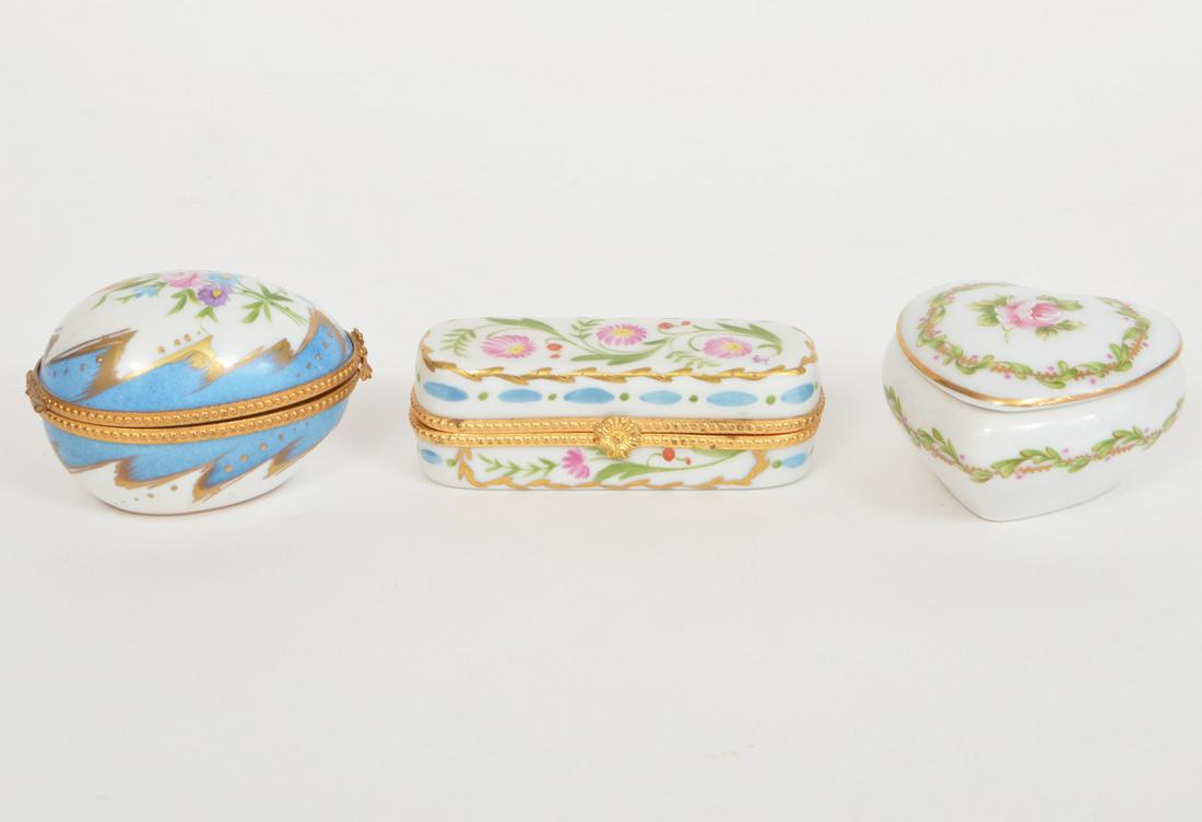 3 Limoges Porcelain trinket Boxes (1 of 4)
