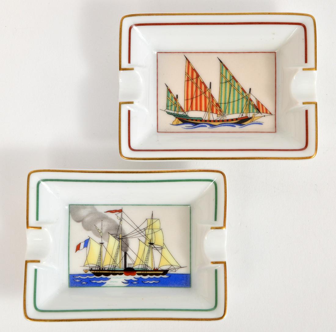 2 Hermes Porcelain Ashtrays Decorated with Ships (1 of 7)