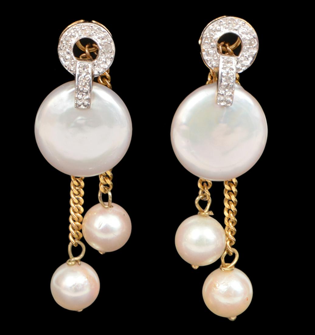 14k Yellow Gold Pearl Earring & Dangle Jackets (1 of 3)