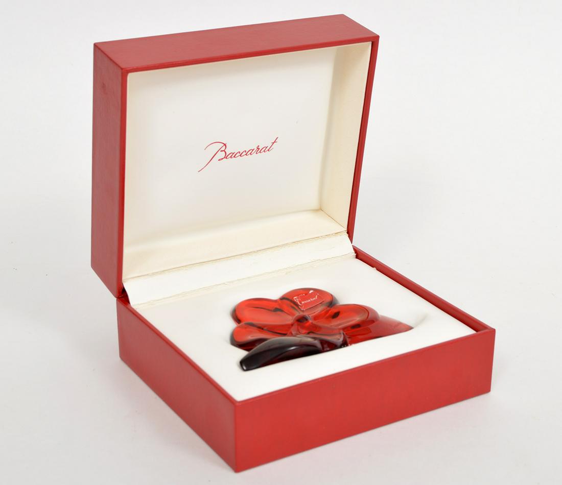 Baccarat France Ruby Crystal Orchid With Box (1 of 7)