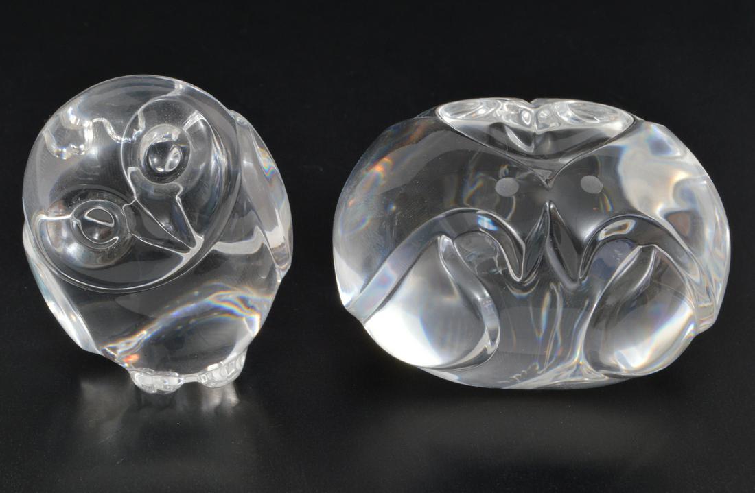 Two Steuben Crystal Figurines- Turtle Doves & Owl (1 of 8)