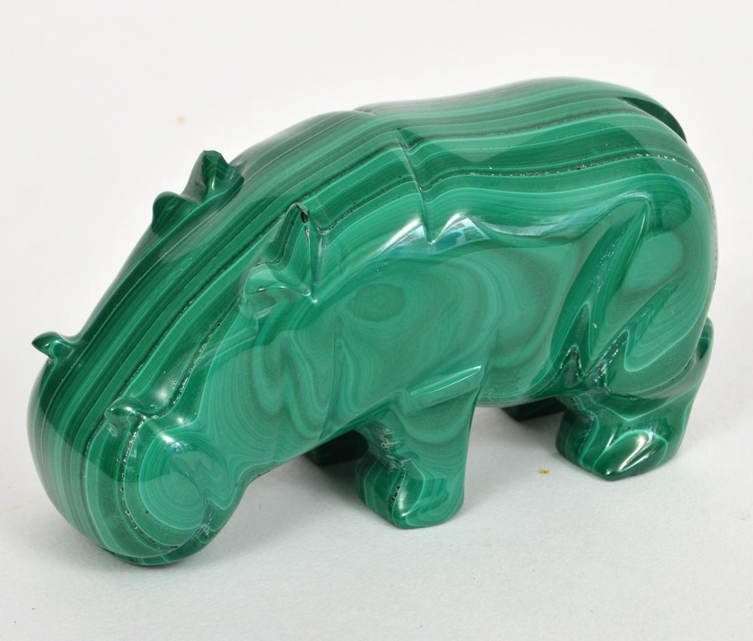 Carved Malachite Hippopotamus Figurine (1 of 6)