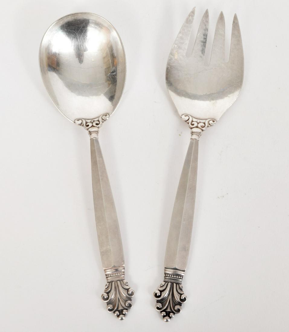 Georg Jensen Sterling Silver Salad Fork & Spoon (1 of 6)