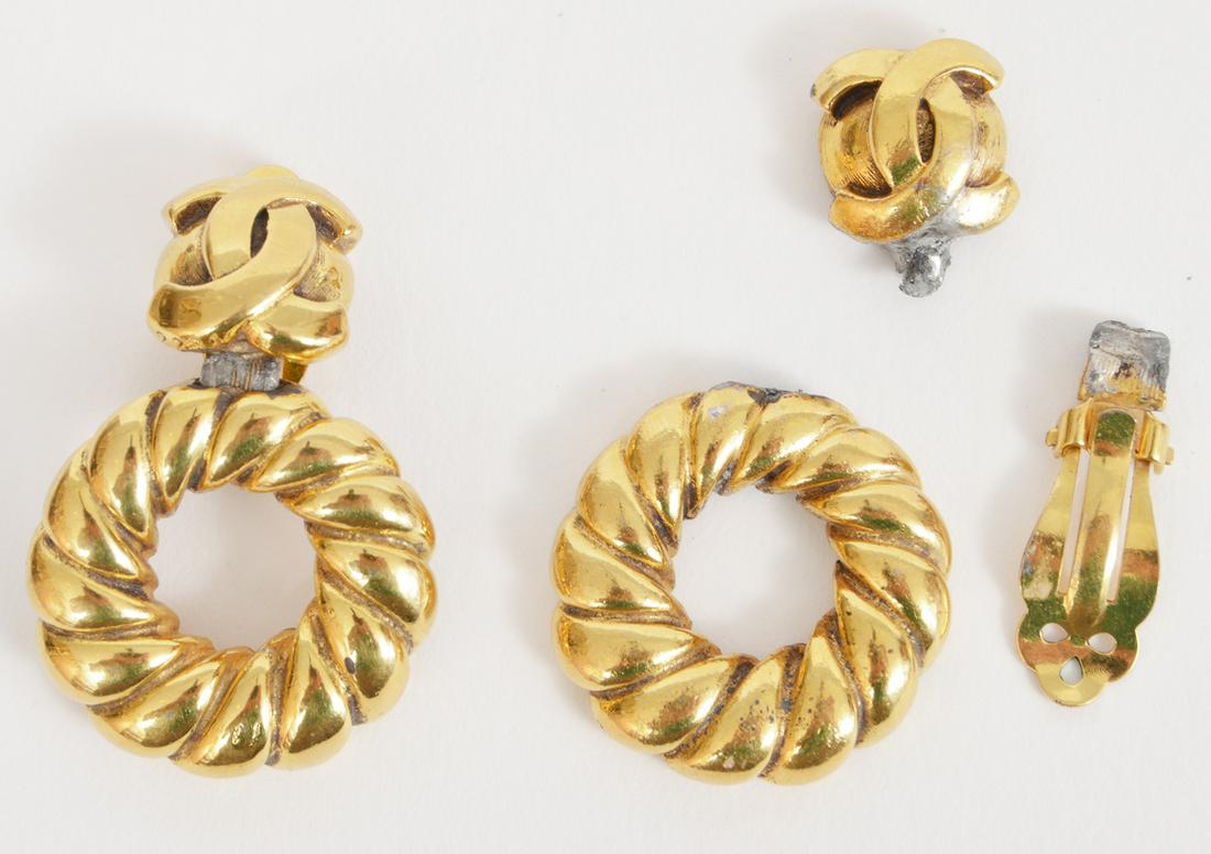 Chanel Gold Tone CC Earrings 1980's (1 of 3)