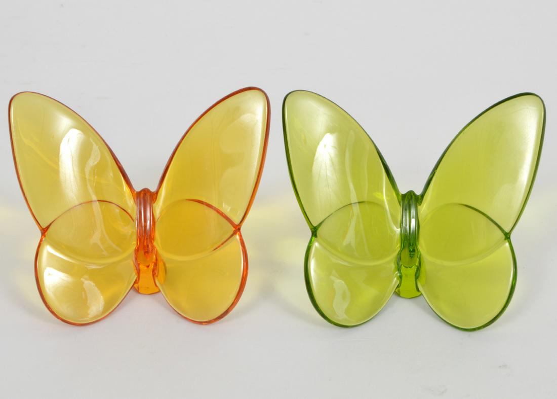 2 Baccarat Butterfly Figurines Green & Amber (1 of 4)